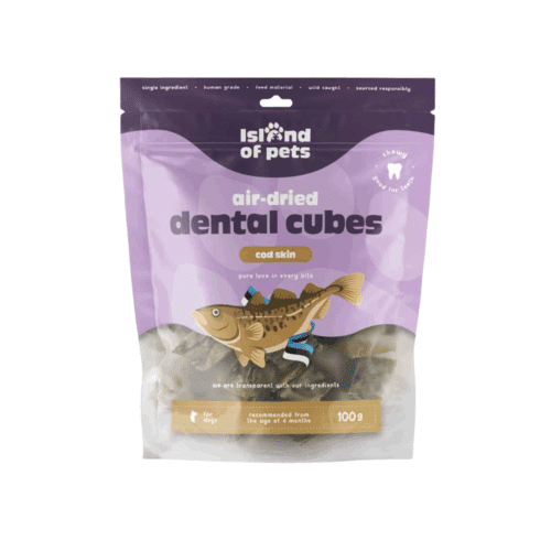 Island of Pets, Air-dried Cod Skin Dental Cubes - 100g