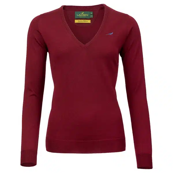Laksen Camilla V-Neck Merino Sweater - Bordeaux