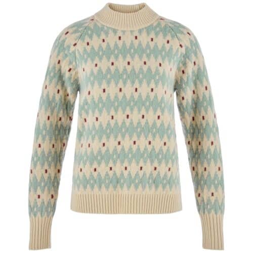 Fjällräven Övik Jacquard Knit W - Light Beige/Misty Green